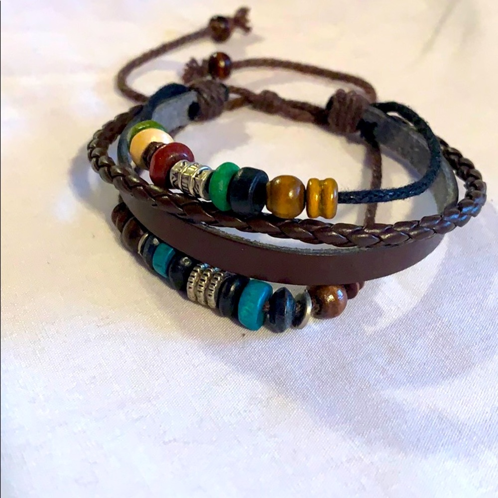 Beaded leather bracelet